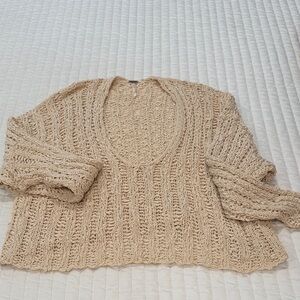Free People Open Knit Women's Sweater in Tan